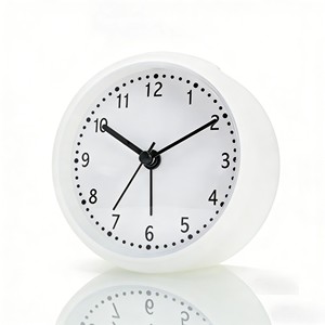 Reloj despertador analógico de cuarzo silencioso, redondo, blanco, de 4 pulgadas, con sonido de crescendo, para oficina y hogar - Product Image 1