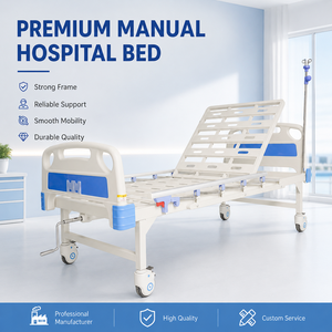 Lit médical manuel à manivelle simple <span class=keywords><strong>de</strong></span> haute qualité avec structure <span class=keywords><strong>de</strong></span> dossier simple, adapté aux hôpitaux et aux cliniques. - Product Image 1