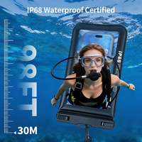 Étui étanche flottant IP68 pour téléphone de 8,5 pouces, sac étanche sous-marin avec cordon, porte-cartes et rangement pour lunettes