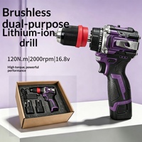 Perceuse/visseuse sans fil à double usage avec moteur sans balais 16,8 V, mandrin à cliquet, batterie lithium-ion, compacte
