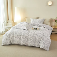 Parure de draps en coton 200TC, lavable en machine, motifs floraux pastel clairs, respirante et durable, idéale pour dortoirs d'étudiants et locations – Vente directe usine