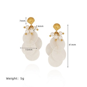 Pendientes de Acero Inoxidable de Moda con Diseño de Mariposa y Concha de Espejo, Estilo Vacaciones en la Playa, Joyería de Acero Inoxidable con Diseño de Olas - Product Image 6