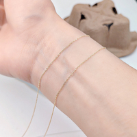 Cadena de Oro Sólido de 9 Quilates, Resistente al Agua, de 0.95mm, para Pulseras y Joyería Femenina