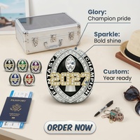 Nouvelle Collection 2027 : Ensemble de 6 Bagues de Champion de Football Fantastique, Tendance Classique, en Alliage Plaqué Argent, Bijoux Sportifs avec Boîte en Bois – Vente Flash