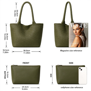 Wholesale Fashion <b>Woven</b> Water Resistant Zipper Closure <b>Straw</b> Handbag Trend Large Capacity Casual Lady Shoulder Tote <b>Bags</b> Women - Product Image 3