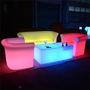 Juego de sofá seccional moderno con luz Led, juego de sofá y mesa de hotel de plástico iluminado que cambia de Color Rgb - Product Image 2