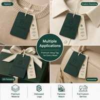 Étiquettes suspendues pour vêtements en papier spécial double face vert forêt ivoire, avec logo gaufré OEM ODM à texture géométrique