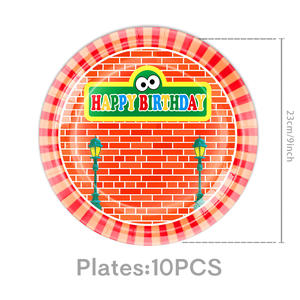 Articles de fête d'anniversaire sur <span class=keywords><strong>le</strong></span> thème de <span class=keywords><strong>la</strong></span> série télévisée Big Bird, comprenant des assiettes en papier, des gobelets, une nappe et une bannière pour les événements de célébration des enfants - Product Image 6