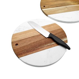 Planche à charcuterie en marbre : Planche à découper en bois d'acacia et en marbre, disponible en petite et grande taille - Product Image 6