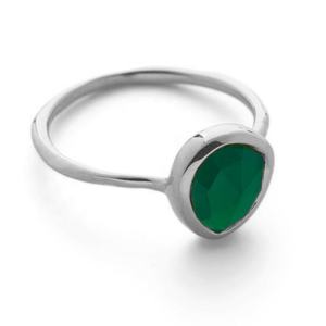 תכשיטי אבן חן יוקרתיים תכשיטי אבן חן יוקרתי מצופה זהב 18k 925 מצופה זהב 18k טבעת ערמה אוניקס ירוק - Product Image 6