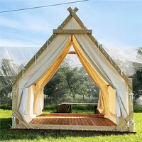 Tente de réception triangulaire en bois style influenceur, idéale pour le camping en plein air, les événements, les barbecues, les fermes et les maisons d'hôtes