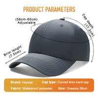 Topi Baseball Heyacap Anti Air 6 Panel Hitam Model Sandwich Brim Melengkung Custom Bordir Logo, Dapat Disesuaikan, Fashionable