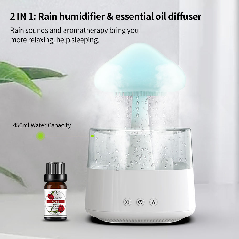 Drop Shipping 7 Color Atmosphere Lamp Essential Oil Humidifier Mushroom  Rain Humidifier Mushroom Rain Humidifier|