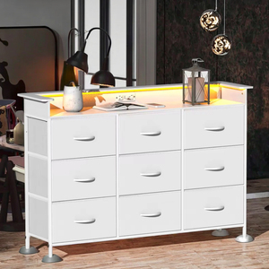<span class=keywords><strong>Commode</strong></span> moderne blanche Addreen avec éclairage LED et rangement pour chambre à coucher, coiffeuse en acier inoxydable avec panneau design, durable - Product Image 1