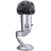 Manchon anti-vent en fourrure pour microphone audio professionnel en gros, manchon en fourrure personnalisé pour microphone Yeti bleu, enregistrement