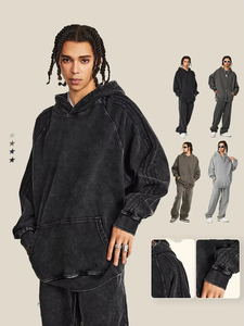 Hoodies en coton en gros de haute qualité, coupe <span class=keywords><strong>oversize</strong></span> à épaules tombantes, 100% coton French Terry, effet délavé soleil - Product Image 3