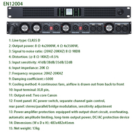Amplificateur numérique de classe D Eeleuni EN-12004, 4 canaux, 2000 W, 8 ohms, haute efficacité, faible consommation d'énergie et de chaleur, longue durée de fonctionnement