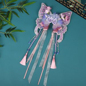 Pinza de Pelo de Mariposa Morada Etérea de Estilo Antiguo Hecha a Mano con Diseño Original 2024 y Cinta Fluida para Maquillaje y - Product Image 1