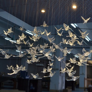 Fabrikanten Directe Verkoop Opknoping Vogel Plating Abs Vogel Winkelcentrum Plafonddecoratie Ambachten Acryl Hangende Kolibrie - Product Image 4
