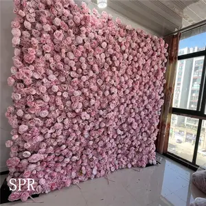 Spr Bruids Boeket Plafond Bloemenevenement Decoratie Luxe Bruiloft Kunstmatige Achtergronden Blush Roze Bloemen Rode Roos Achtergrond Muur