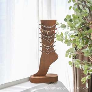 Présentoir à bijoux en bois massif pour bracelets et chaînes de cheville, support de comptoir de bureau, couleur rétro, 3 niveaux - Product Image 4