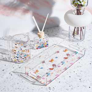 Judaica ผ้าเช็ดตัวขนมปังผีเสื้อพร้อมที่จับถาดอะคริลิคใส - Product Image 2