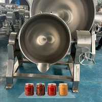 Marmite de cuisson industrielle à double enveloppe, chauffage électrique, inclinable, avec agitateur pour la transformation de sauces, pâtes et confitures de fruits