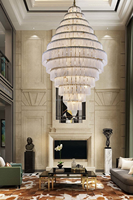 Lustre moderne rond ovale de grande taille pour escalier, en marbre, pour hall d'hôtel, lustre en albâtre naturel, luminaire de plafond