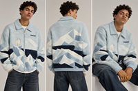 Pull en maille décontracté pour homme avec logo personnalisé, motif design, manteau tricoté d'hiver, cardigan zippé à manches longues