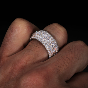 Anello con Diamante Moissanite VVS Scintillante Taglio Rotondo in <span class=keywords><strong>Argento</strong></span> 925 Stile Hip Hop, Anelli da Fidanzamento e Matrimonio all'Ingrosso - Product Image 4