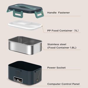 กล่องอุ่นอาหารกลางวันแบบพกพา110V 220V กล่องอุ่นอาหารภาชนะหุงข้าวชุดภาชนะอุ่นอาหารเย็นสำหรับบ้านสำนักงานรถ - Product Image 4
