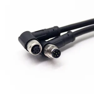 M8 6 Pin 6Pin Cables Sensor Connector IP67 A Code Female to Male 90 Degree Right Angle Fast Plug Assembly