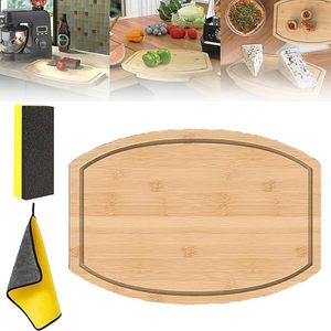 Planche à découper en bambou avec rainure pour les jus, pour usage en cuisine - Product Image 3