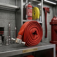 Tuyau d'incendie flexible plat de 2,5 pouces * 30 mètres, tuyau d'incendie en caoutchouc rouge avec raccords standard, dispositif d'extinction d'incendie