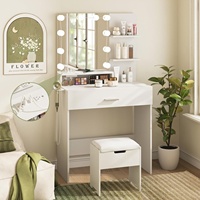 Table de maquillage moderne et minimaliste avec éclairage électrique, en MDF, qualité export, pour chambre à coucher
