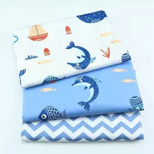 Tissu en coton personnalisé avec impression numérique de motifs d'animaux et d'organisation marins pour l'artisanat de bricolage - Product Image 1