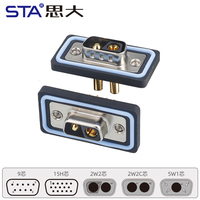 Conector IP67 a prueba de agua DB9 15H 2W2 5W1 macho hembra RS232/485 receptáculo de soldadura de PCB recto/en ángulo