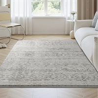 Tapis de Salon Épais Vintage Imprimé Gris et Beige Moderne en Mousse à Mémoire de Forme