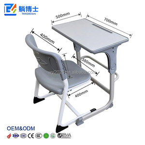 Meilleures ventes - Bureau d'écolier en forme de C pour l'école primaire et secondaire, avec chaise, en bois, avec porte-stylo - Product Image 5