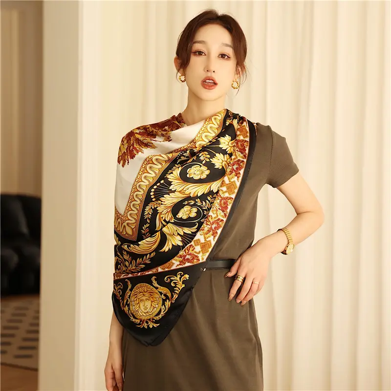 Eenvoudige Chinese Stijl Cashewpatroon Sjaal 110Cm Grote Vierkante Sjaal Vrouwen Sjaal