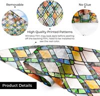 Película de PVC para Ventanas con Efecto Vitral, Privacidad, Bloqueo UV, Adhesión Estática, para Hogar, Cocina, Oficina, Baño, Diseño de Láminas Rectangulares Doradas con Efecto Arcoíris