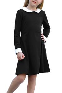 Robe <span class=keywords><strong>de</strong></span> vêtements pour filles col claudine <span class=keywords><strong>1</strong></span> an fermeture à glissière au dos filles robe noire à manches longues sortes robe filles fête - Product Image 2