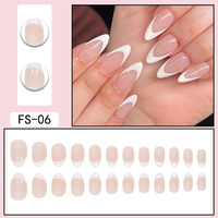 Pointes d'Ongles Faux Récutilisables ABS Vente Chaude, Conception Amande Pailletée à Pression Française, Populaire en Europe avec Colle d'Application au Doigt