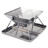 Barbecue pliable portable en acier inoxydable avec logo personnalisable pour camping, pique-niques, activités de plage, cuisson au charbon de bois