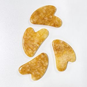 หินหยกธรรมชาติสำหรับนวดหน้ากัวซาหินสีเหลืองดอกไม้ทำจากยาง - Product Image 2