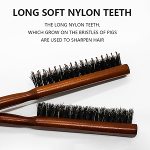 Manche en bois <span class=keywords><strong>cheveux</strong></span> côté peigne doux poils de sanglier taquiner <span class=keywords><strong>brosse</strong></span> à <span class=keywords><strong>cheveux</strong></span> <span class=keywords><strong>pour</strong></span> <span class=keywords><strong>cheveux</strong></span> <span class=keywords><strong>fins</strong></span> poste de coiffure lissage style - Product Image 5