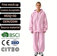 Ensemble de survêtement décontracté pour femme avec logo personnalisé, sweat à capuche oversize et pantalon ample à jambes larges