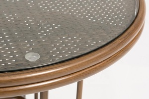 Ensemble table <span class=keywords><strong>et</strong></span> chaises <span class=keywords><strong>de</strong></span> <span class=keywords><strong>jardin</strong></span> d'extérieur avec structure <span class=keywords><strong>en</strong></span> <span class=keywords><strong>aluminium</strong></span> empilable, design portable, plateau <span class=keywords><strong>en</strong></span> verre, mobilier minimaliste - Product Image 6