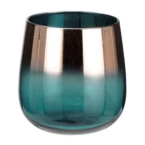 奥伯尔铜绿色玻璃空的奉献蜡烛罐和蜡烛储存蜡烛容器蜡烛制作酒杯