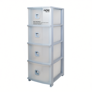 Pratika Slim Plus, Mueble de Almacenamiento de PP con 4 Cajones, Gris, 375x285x800mm, para Sala de Estar, Moldeado por Inyección - Product Image 3